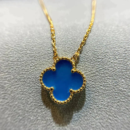 [kincade]CLOVER 15MM BLUE AGATE NECKLACE