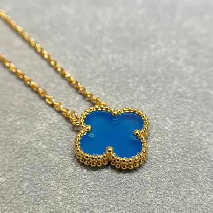 [kincade]CLOVER 15MM BLUE AGATE NECKLACE