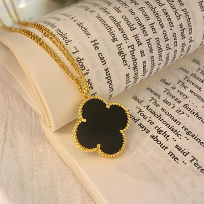 [kincade]CLOVER 25MM NECKLACE GOLD ONYX