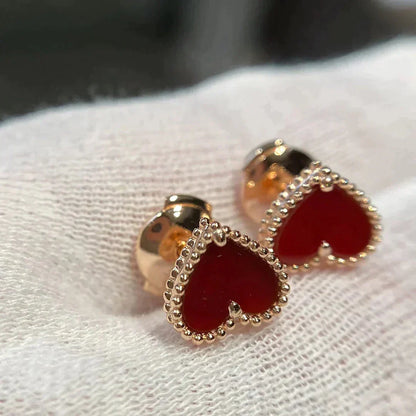 [kincade]HEART CARNELIAN STUD EARRINGS