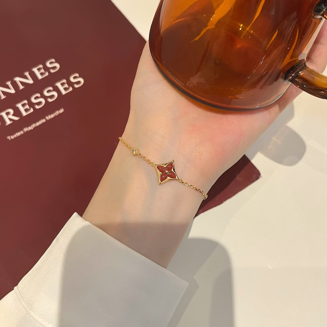 [kincade]COLOR STAR CARNELIAN PINK GOLD DIAMOND BRACELET