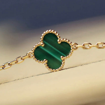 [kincade]CLOVER 20 MOTIFS MALACHITE DIAMOND NECKLACE