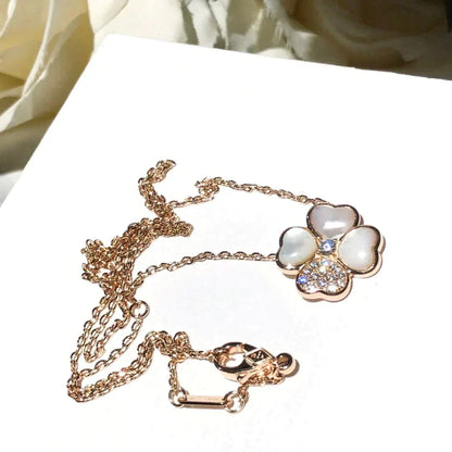 [kincade]CLOVER MOP DIAMOND ROSE GOLD NECKLACE