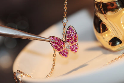 [kincade]BUTTERFLY RED DIAMOND ROSE GOLD NECKLACE