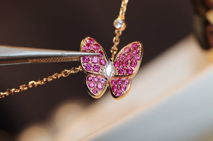 [kincade]BUTTERFLY RED DIAMOND ROSE GOLD NECKLACE