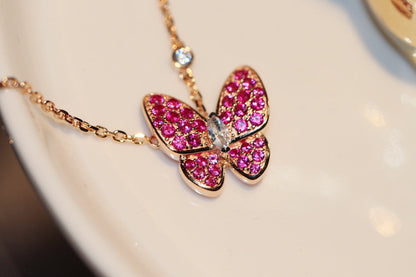 [kincade]BUTTERFLY RED DIAMOND ROSE GOLD NECKLACE