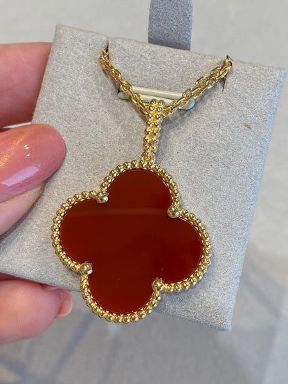 [kincade]CLOVER 25MM NECKLACE GOLD CARNELIAN