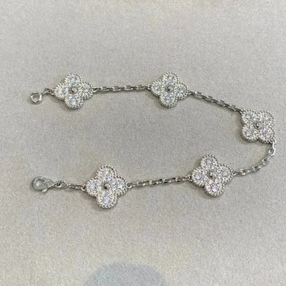 [kincade]CLOVER 5 MOTIFS  DIAMOND BRACELET SILVER