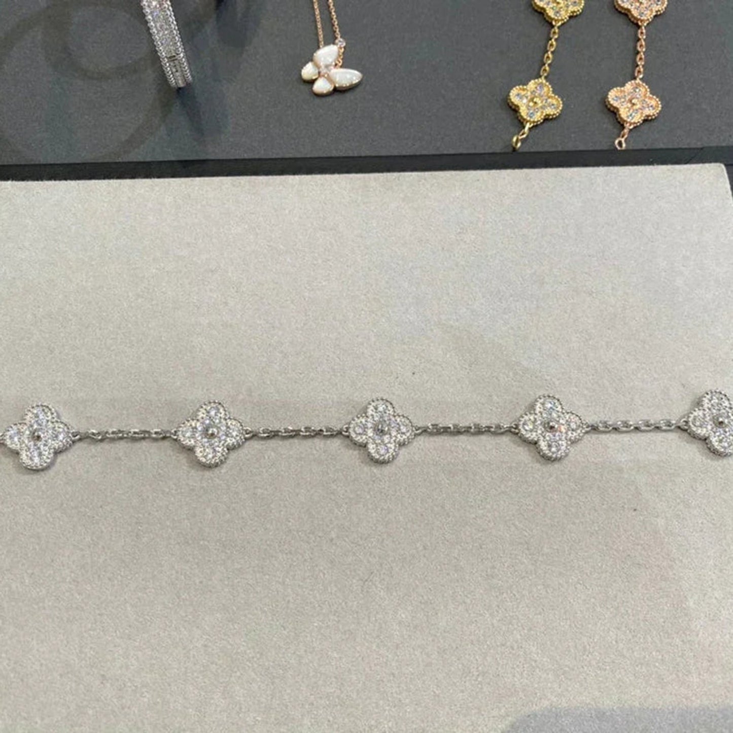 [kincade]CLOVER 5 MOTIFS  DIAMOND BRACELET SILVER