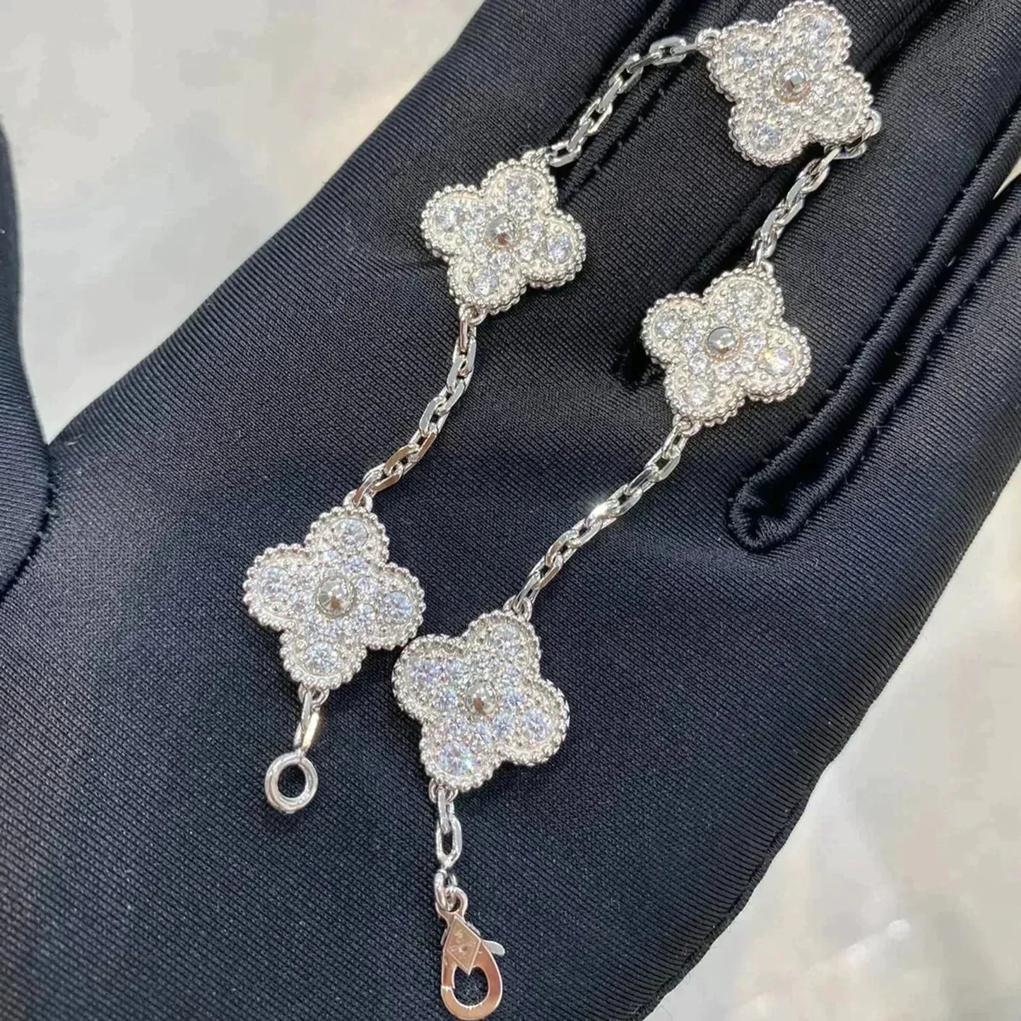 [kincade]CLOVER 5 MOTIFS  DIAMOND BRACELET SILVER