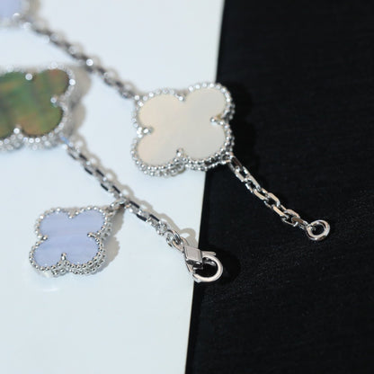 [kincade]CLOVER BRACELET 5 MOTIFS MOP CHALCEDONY SILVER