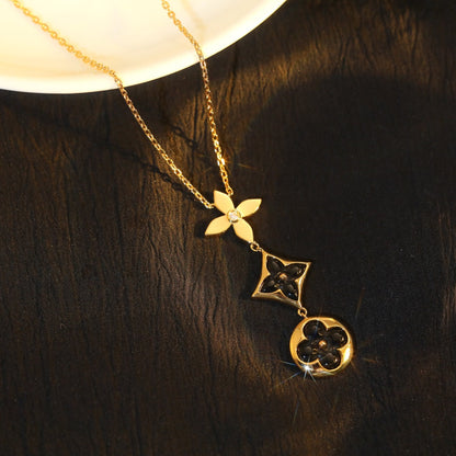 [kincade]STAR AND SUN ONYX PINK GOLD NECKLACE