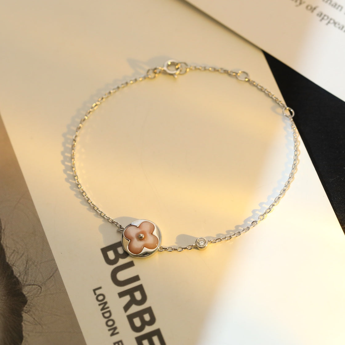 [kincade]SUN MOTIF PINK MOP SILVER BRACELET