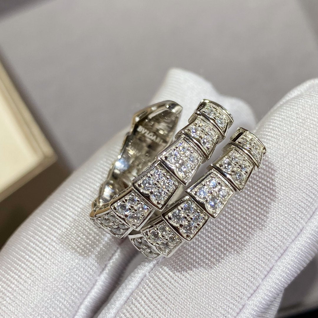 [kincade]SERPENTI DOUBLE RING SILVER DIAMOND PAVED