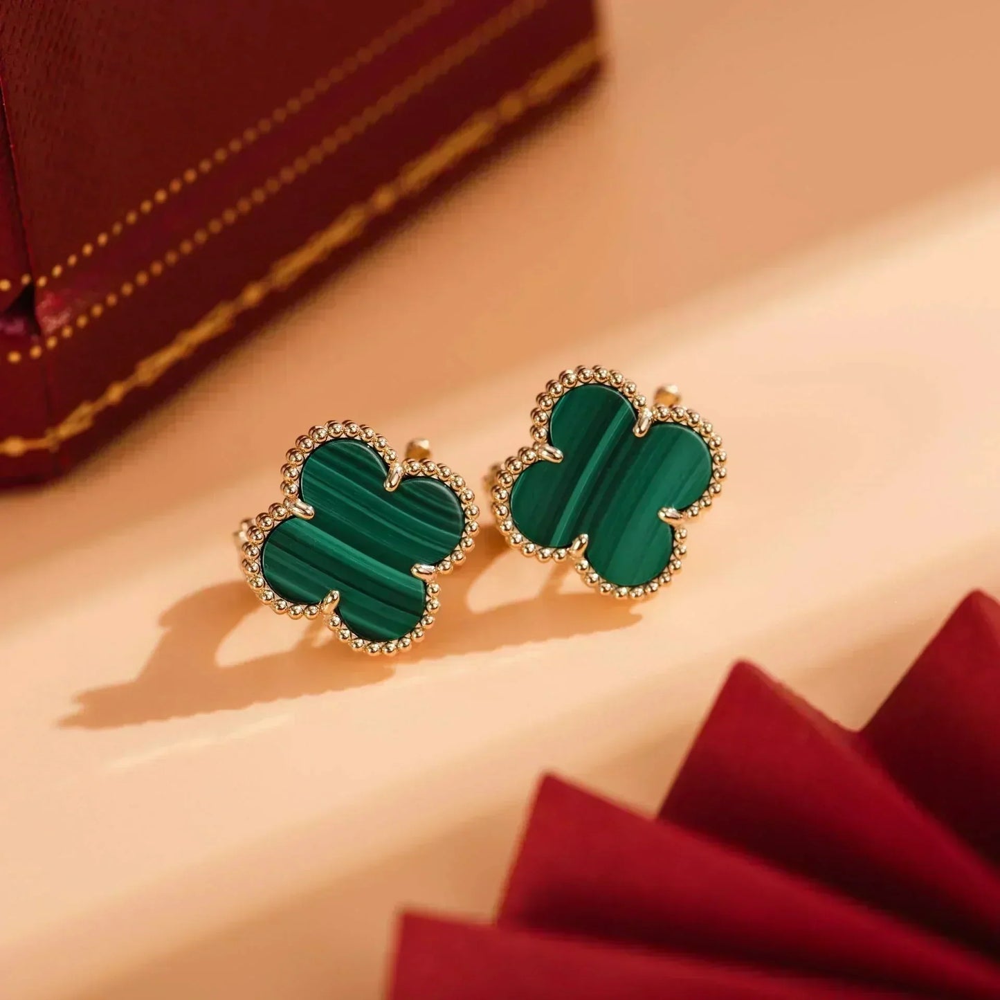 [kincade]CLOVER MEDIUM 1 MOTIFS MALACHITE  EARRINGS