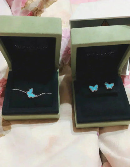 [kincade]BUTTERFLY TURQUOISE EARRINGS SILVER