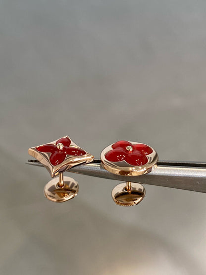 [kincade]STAR AND SUN PINK GOLD CARNELIAN STUD EARRINGS