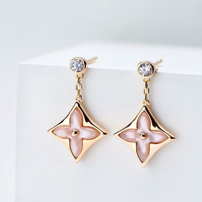 [kincade]DOUBLE STAR PINK GOLD MOP DROP EARRINGS