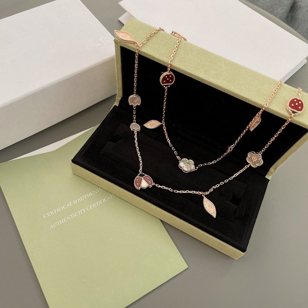 [kincade]LUCKY SPRING 15 MOTIFS ROSE GOLD NECKLACE