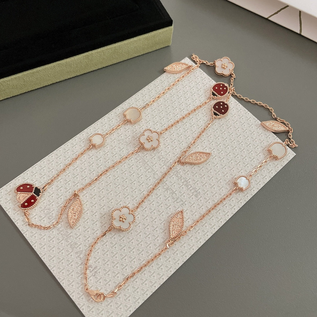 [kincade]LUCKY SPRING 15 MOTIFS ROSE GOLD NECKLACE