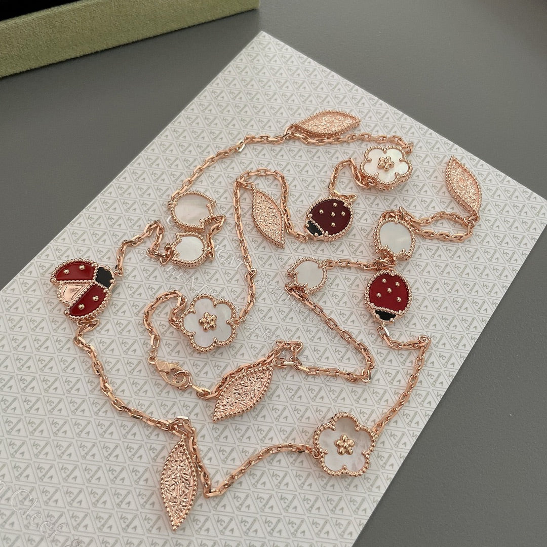 [kincade]LUCKY SPRING 15 MOTIFS ROSE GOLD NECKLACE