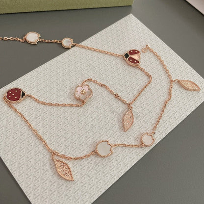 [kincade]LUCKY SPRING 15 MOTIFS ROSE GOLD NECKLACE