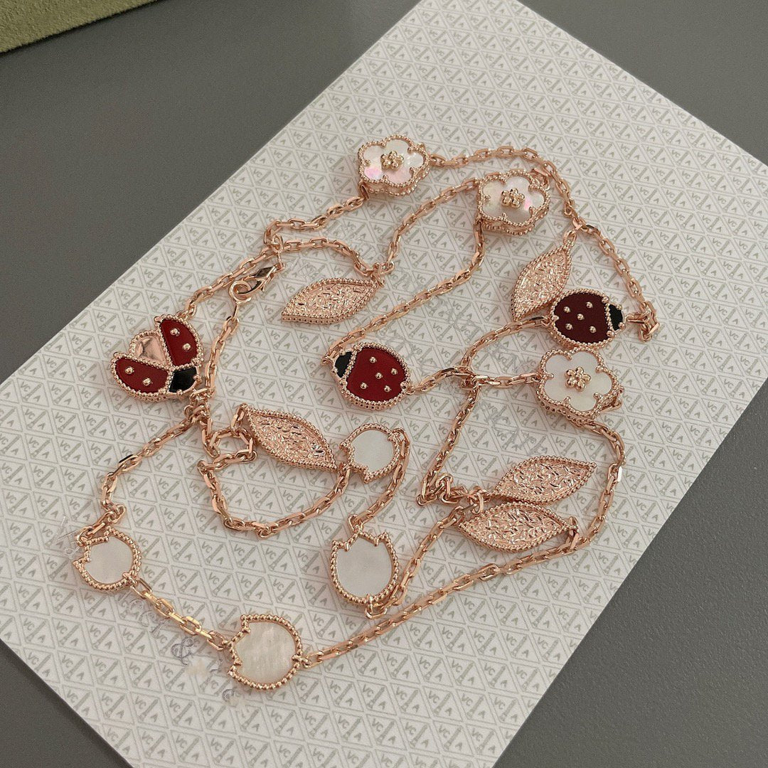 [kincade]LUCKY SPRING 15 MOTIFS ROSE GOLD NECKLACE