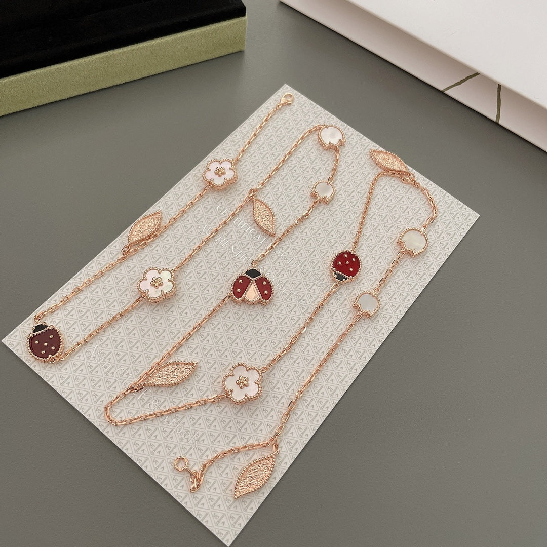 [kincade]LUCKY SPRING 15 MOTIFS ROSE GOLD NECKLACE