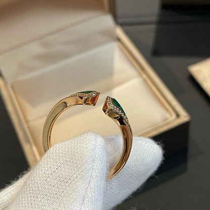 [kincade]DREAM MALACHITE DIAMOND OPEN RING