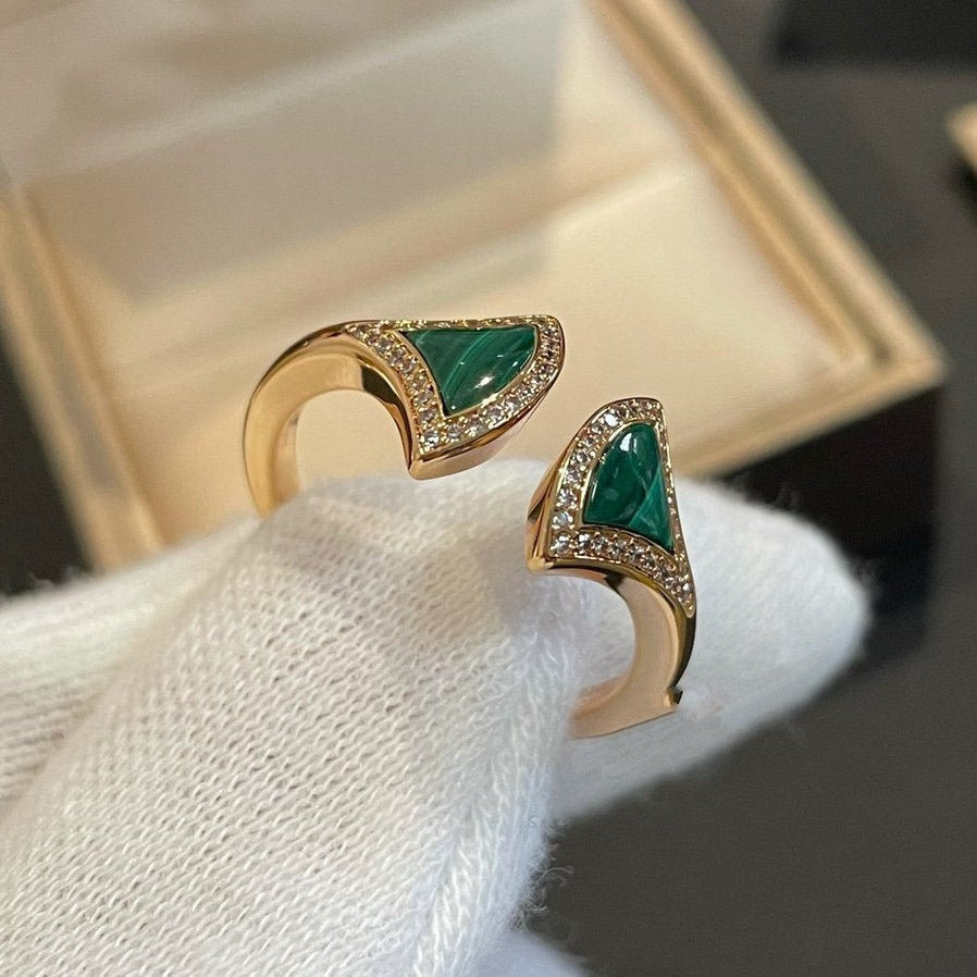 [kincade]DREAM MALACHITE DIAMOND OPEN RING