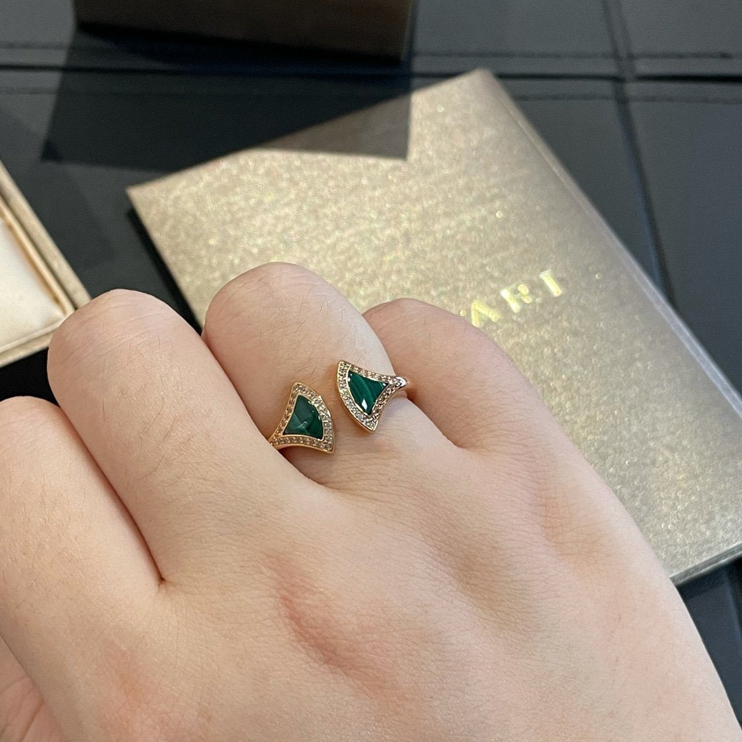 [kincade]DREAM MALACHITE DIAMOND OPEN RING