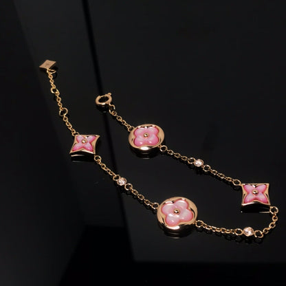 [kincade]STAR AND SUN 4 MOTIF PINK MOP PINK GOLD BRACELET