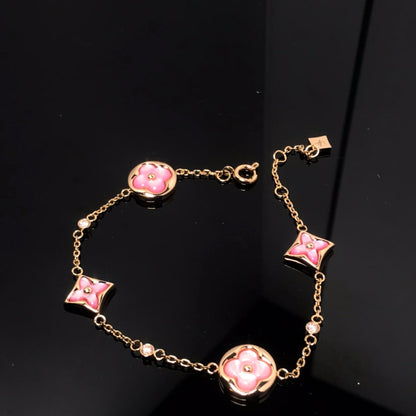 [kincade]STAR AND SUN 4 MOTIF PINK MOP PINK GOLD BRACELET