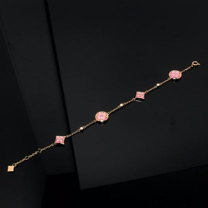 [kincade]STAR AND SUN 4 MOTIF PINK MOP PINK GOLD BRACELET