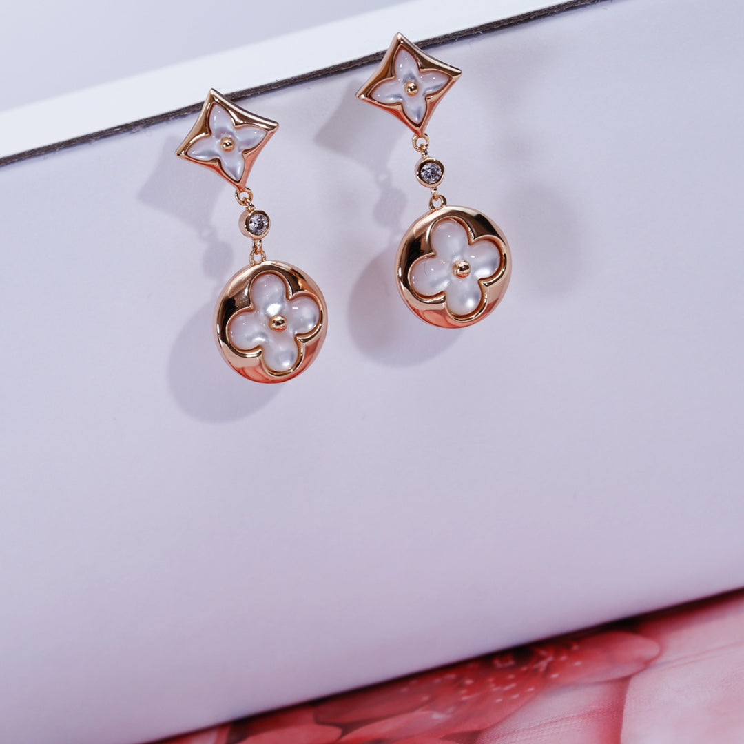 [kincade]STAR AND SUN PINK GOLD MOP DROP EARRINGS