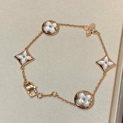 [kincade]STAR AND SUN 5 MOTIF MOP PINK GOLD BRACELET