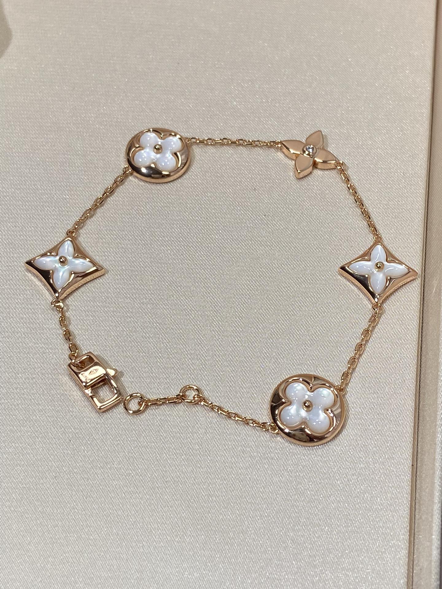 [kincade]STAR AND SUN 5 MOTIF MOP PINK GOLD BRACELET