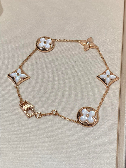 [kincade]STAR AND SUN 5 MOTIF MOP PINK GOLD BRACELET