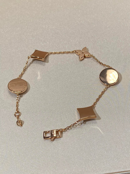 [kincade]STAR AND SUN 5 MOTIF MOP PINK GOLD BRACELET