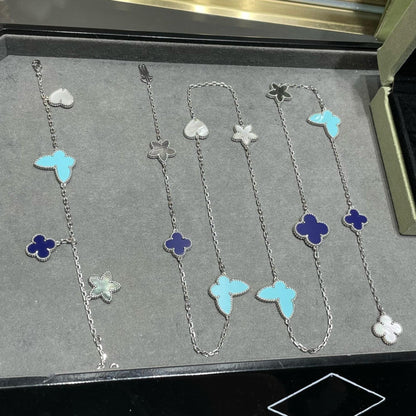 [kincade]LUCKY CLOVER SILVER 11 MOTIF NECKLACE