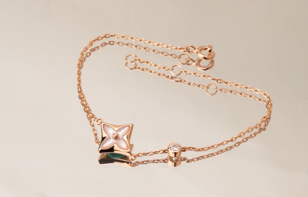 [kincade]STAR PINK MOP 1 DIAMOND PINK GOLD NECKLACE