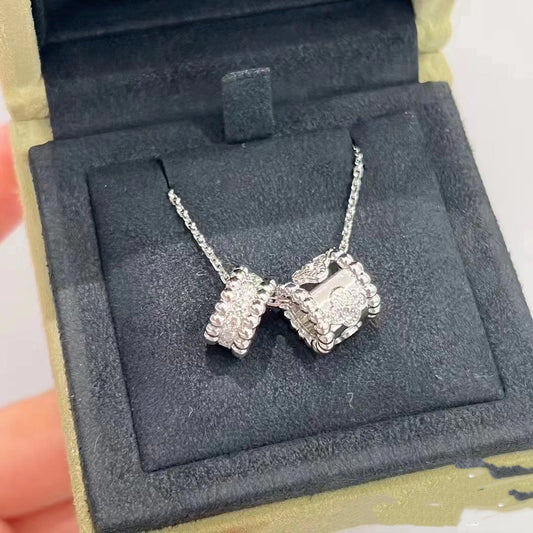 [kincade]PERLEE DOUBLE PENDANT SILVER DIAMOND NECKLACE