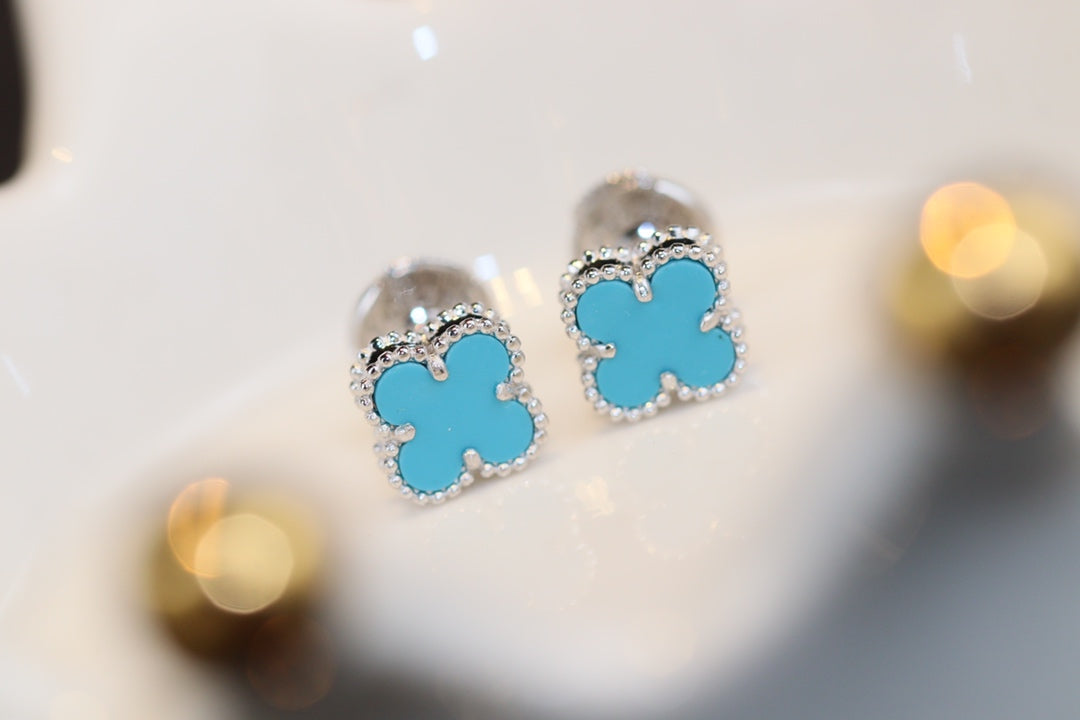 [kincade]CLOVER MINI TURQUOISE SILVER STUD EARRINGS