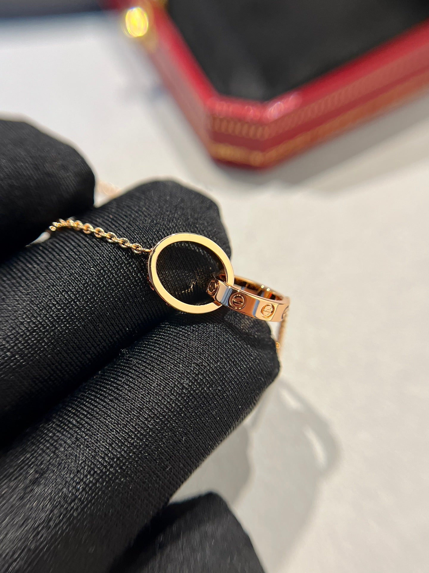 [kincade]LOVE NECKLACE DOUBLE RING PINK GOLD