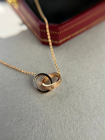 [kincade]LOVE NECKLACE DOUBLE RING PINK GOLD