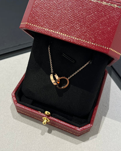 [kincade]LOVE NECKLACE DOUBLE RING PINK GOLD