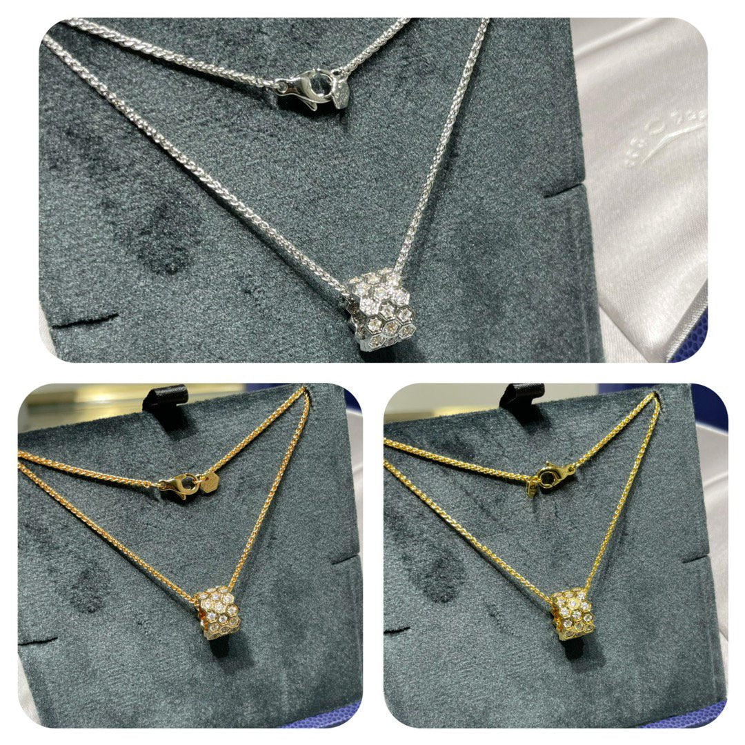 [kincade]BEE LOVE DIAMOND PAVED 3 ROW NECKLACE