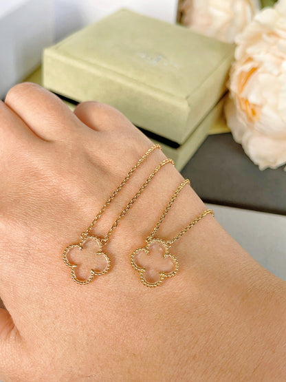 [kincade]CLOVER ROCK CRYSTAL ROSE GOLD NECKLACE