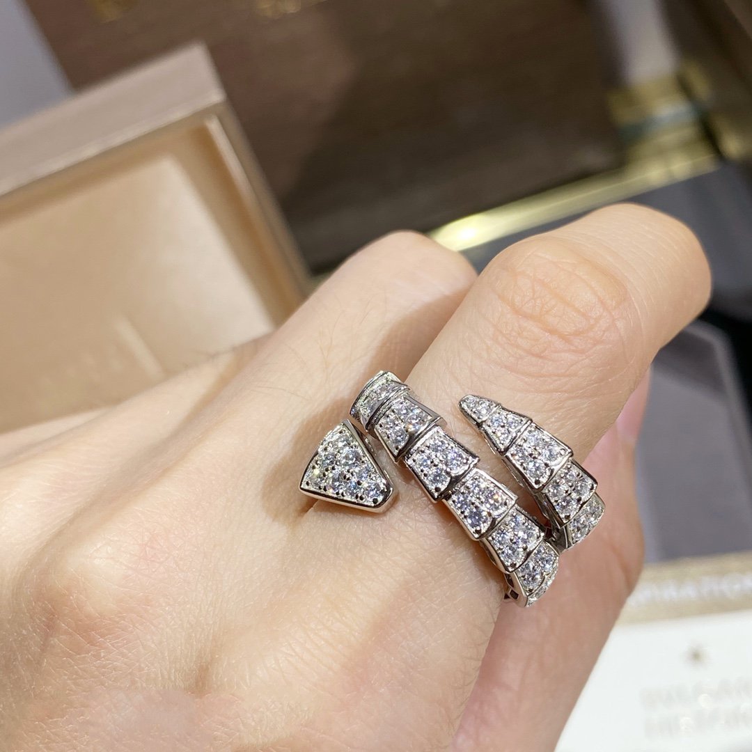 [kincade]SERPENTI DOUBLE RING SILVER DIAMOND PAVED