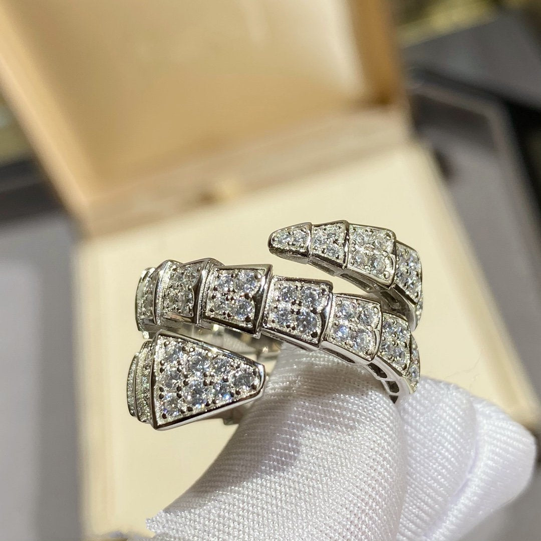 [kincade]SERPENTI DOUBLE RING SILVER DIAMOND PAVED